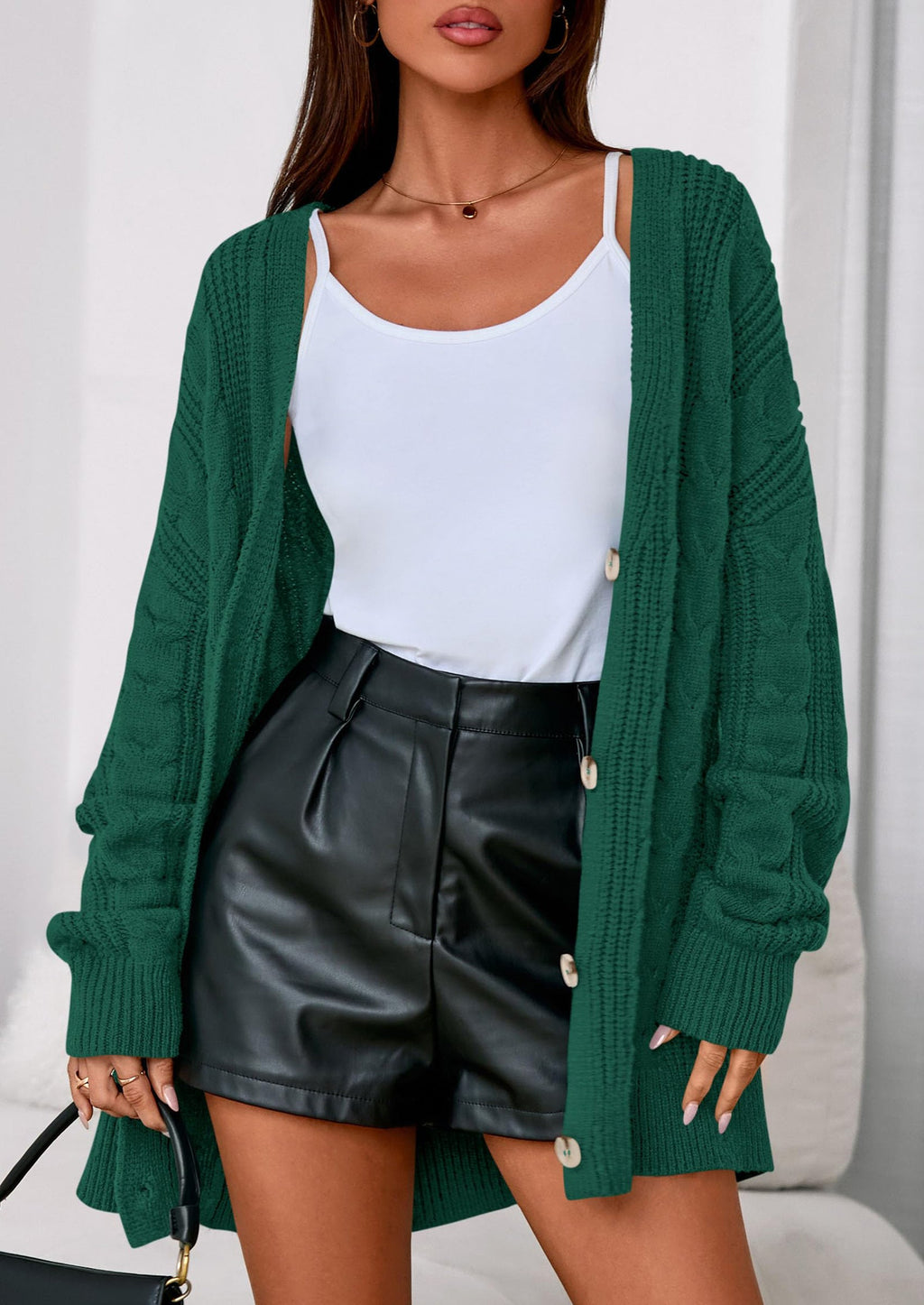 Women's Cable Knit Sweaters Fall Oversized Chunky Open Front Long Sleeve Cardigan Winter Coats