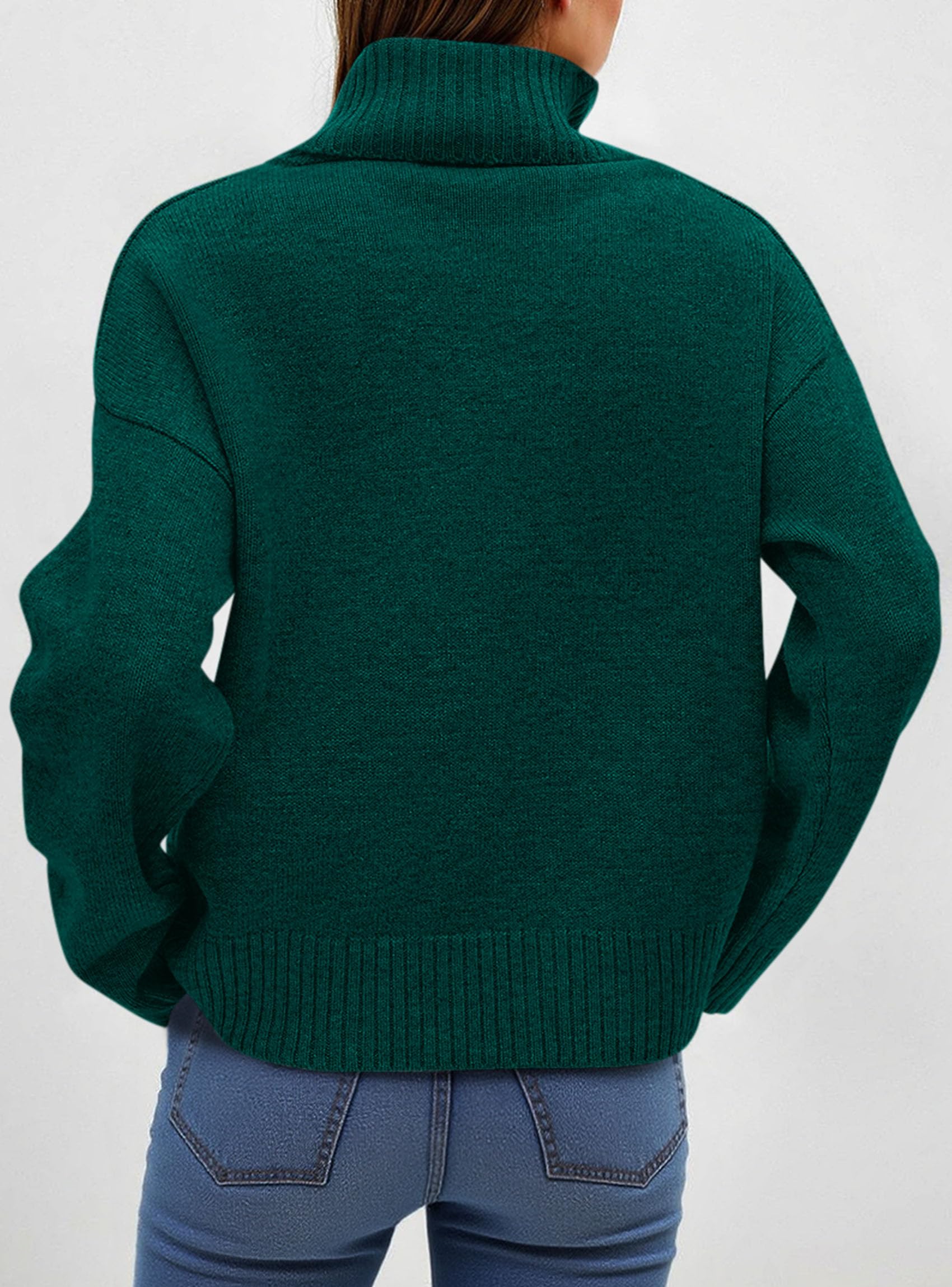 Womens Turtleneck Long Sleeve Sweater Fall Trendy Loose Fit Casual Tops Chunky Knit Pullover Sweaters