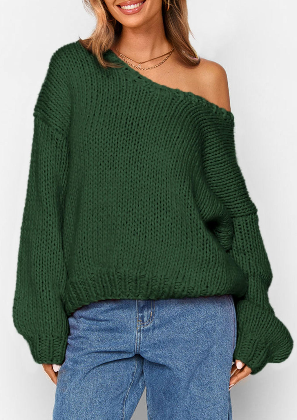 Women's Fall Oversized Sweaters Long Sleeve V Neck Dressy Casual Chunky Knit Loose Pullover Tops Winter Clothing