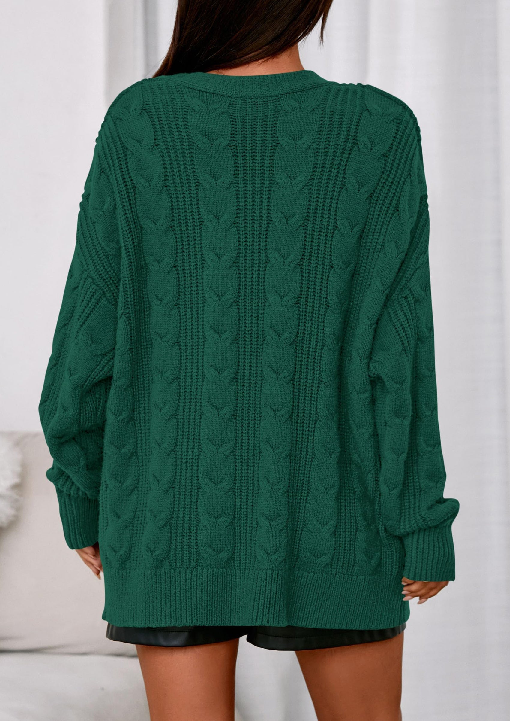 Women's Cable Knit Sweaters Fall Oversized Chunky Open Front Long Sleeve Cardigan Winter Coats