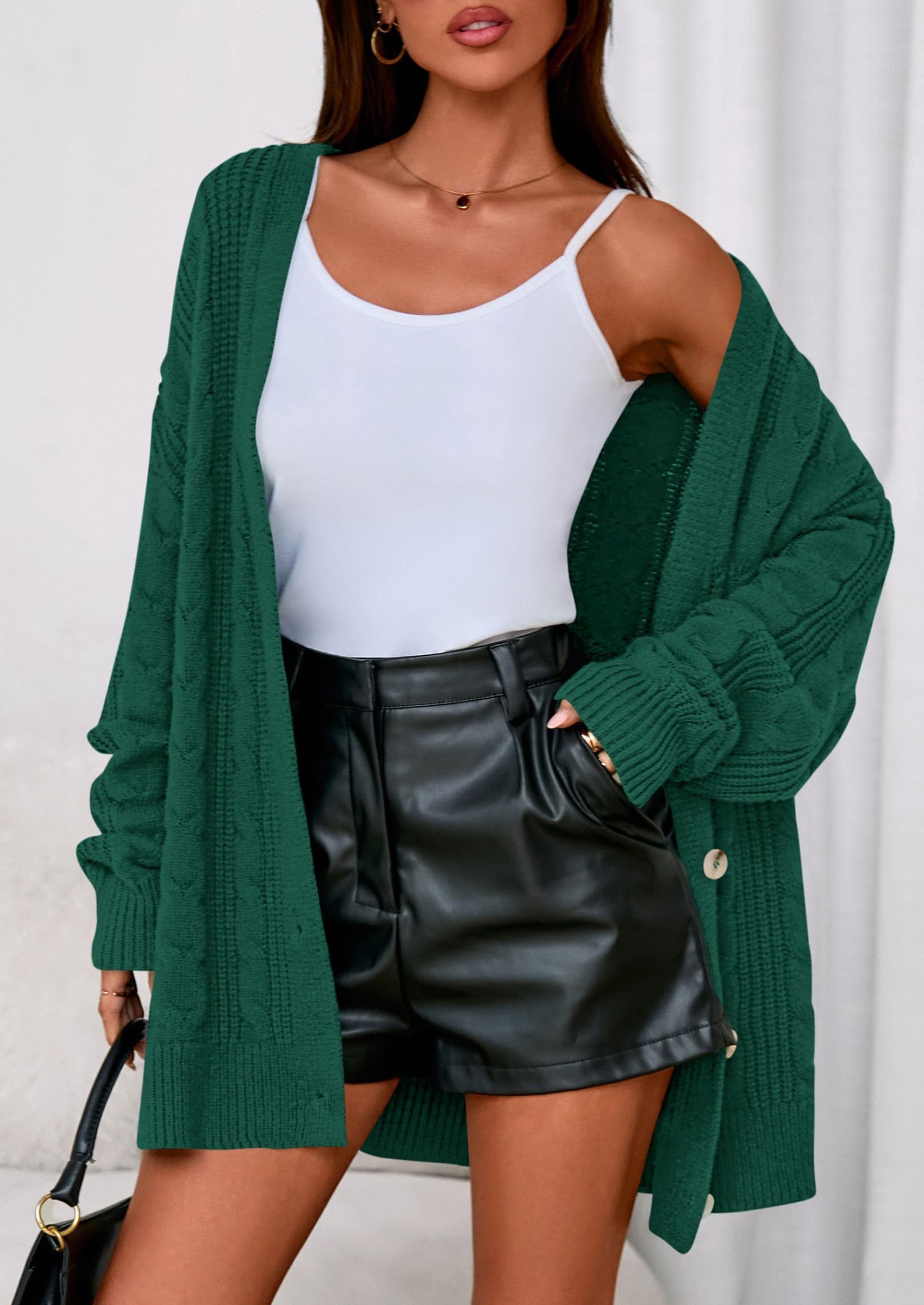 Women's Cable Knit Sweaters Fall Oversized Chunky Open Front Long Sleeve Cardigan Winter Coats