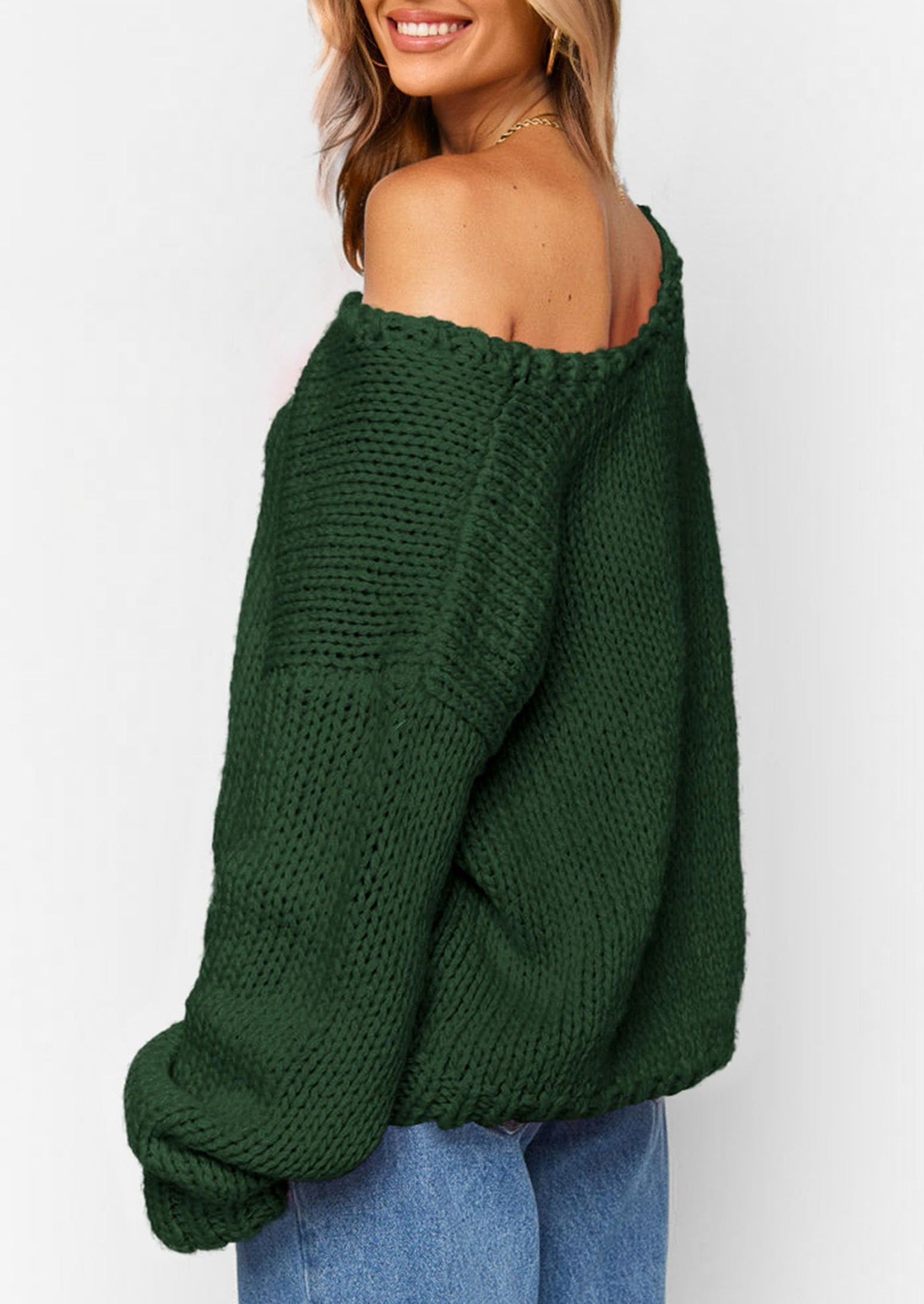 Women's Fall Oversized Sweaters Long Sleeve V Neck Dressy Casual Chunky Knit Loose Pullover Tops Winter Clothing