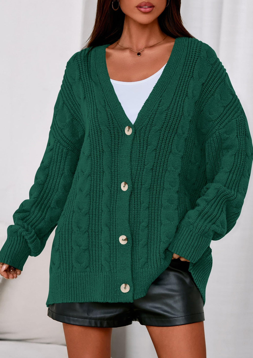 Women's Cable Knit Sweaters Fall Oversized Chunky Open Front Long Sleeve Cardigan Winter Coats
