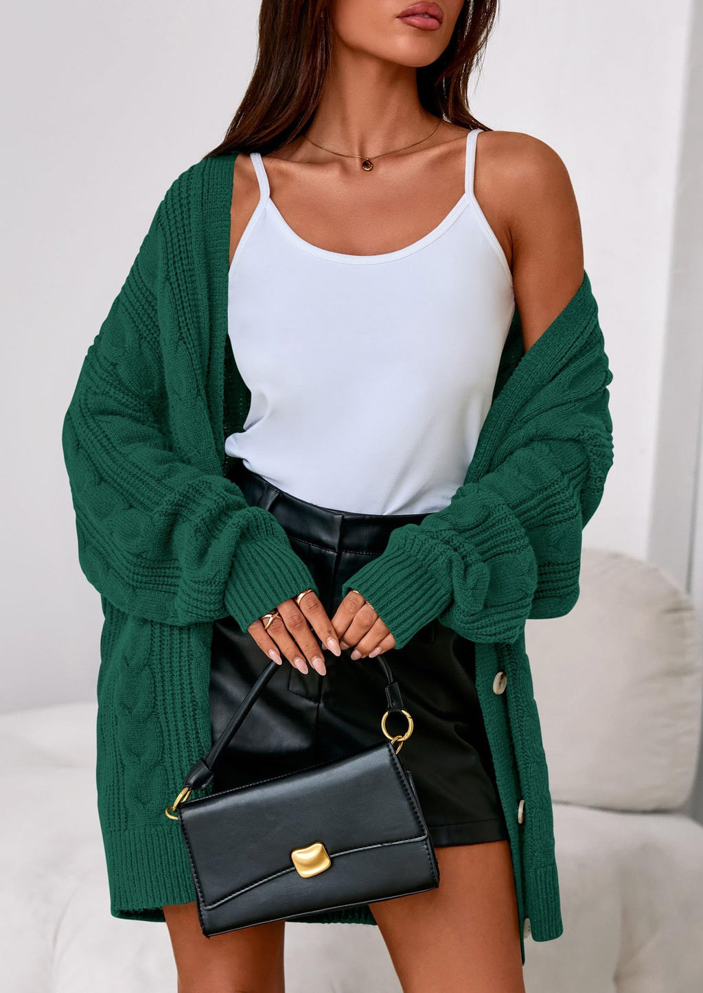 Women's Cable Knit Sweaters Fall Oversized Chunky Open Front Long Sleeve Cardigan Winter Coats