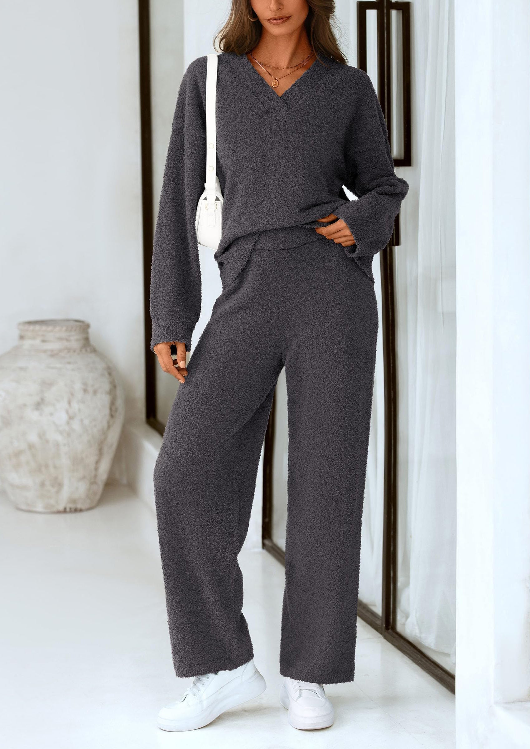 Lounge Sets for Women Two Piece Sweaters Pajama Set Fall Fashion Loungewear Outfits Matching Winter Clothes