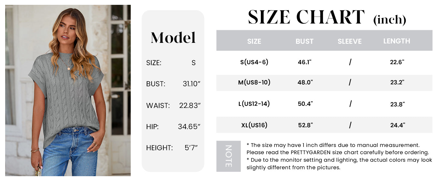 Women's Sweater Vest Summer Short Sleeve Tops Casual Crewneck Knit Oversized Pullover Trendy Spring Outfits