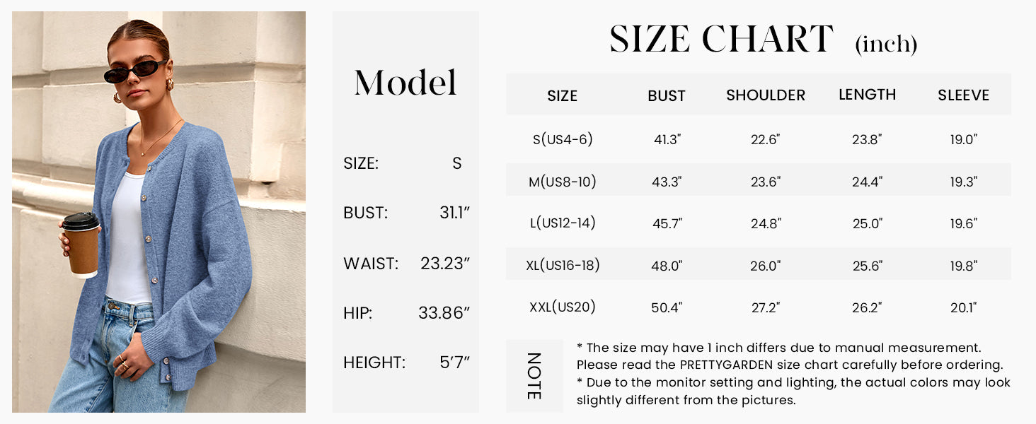 Fall Long Sleeve Cardigans for Women Trendy Open Front Winter Button Down Crewneck Soft Knit Sweater Jacket
