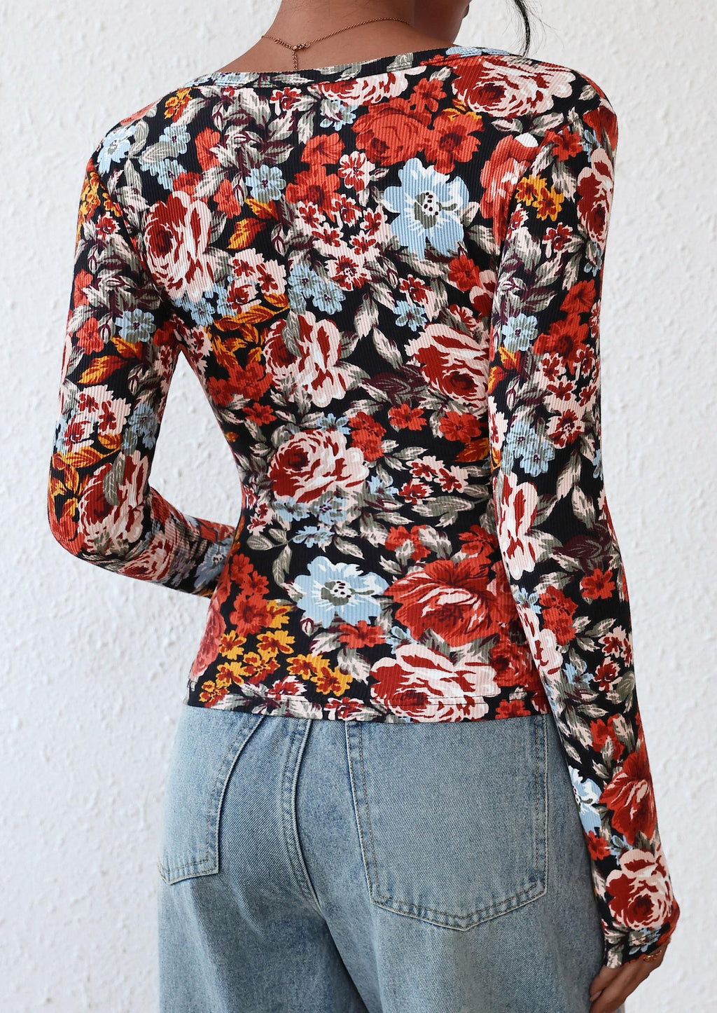 Women's Fall Long Sleeve Henley T Shirts Button Ribbed Knit Slim Fit Basic Tops Blouse Casual Outfits