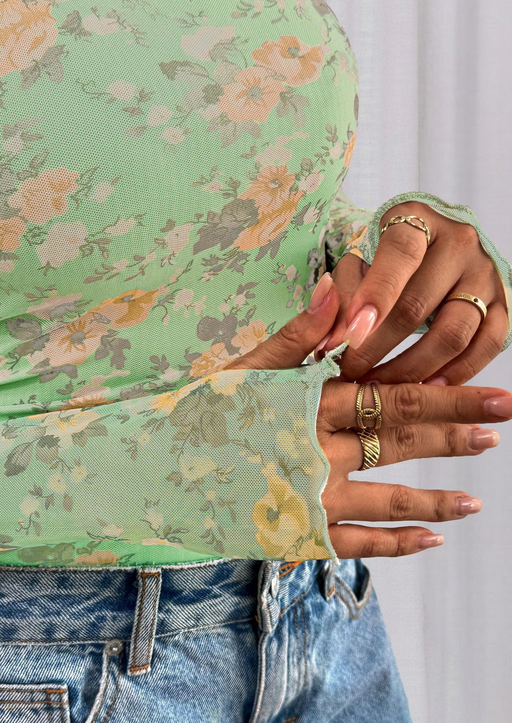 Womens Fall Mesh Floral Blouses Long Sleeve Going Out Tops Slim Fitted Shirts Date Night Outfits