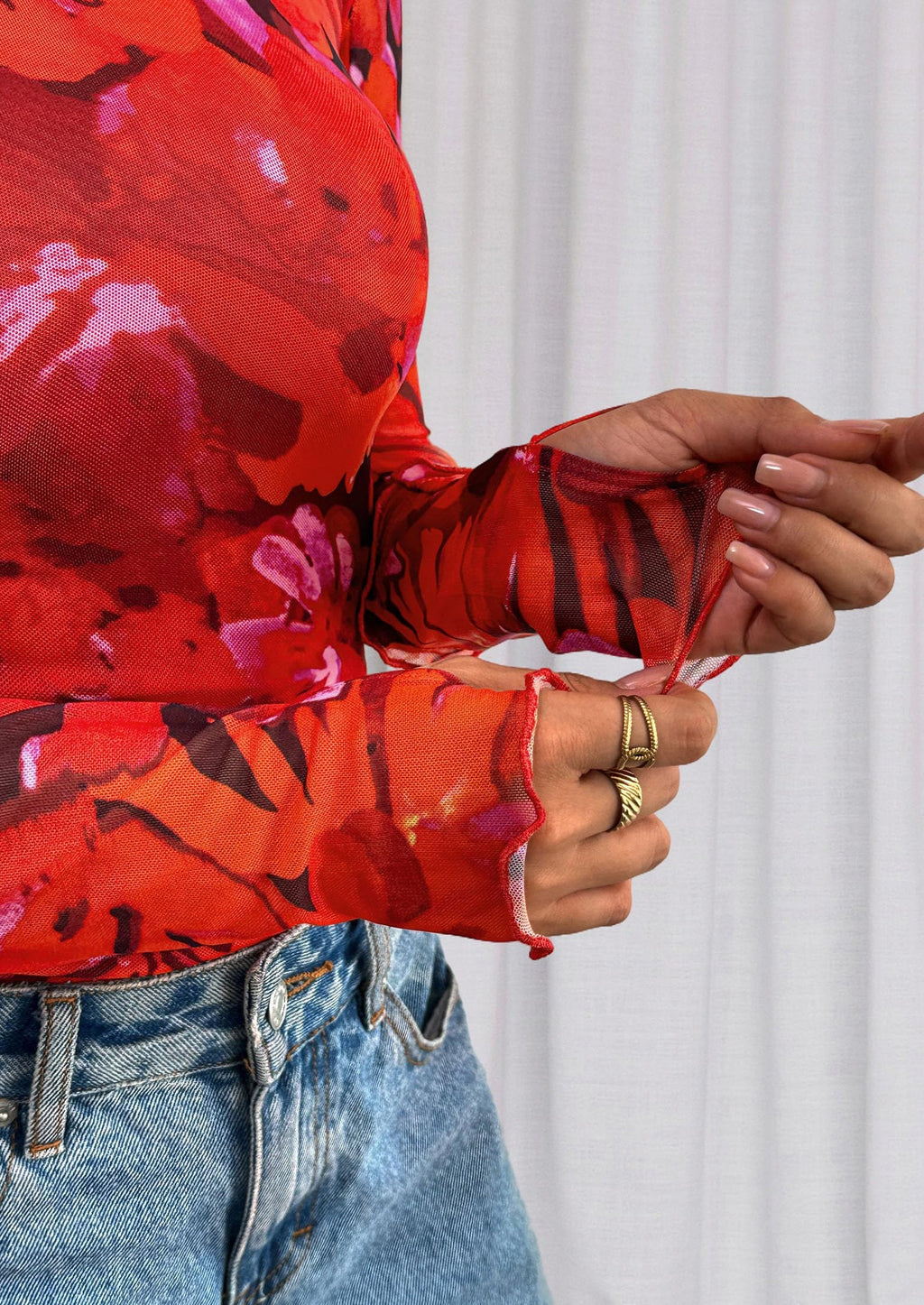 Womens Fall Mesh Floral Blouses Long Sleeve Going Out Tops Slim Fitted Shirts Date Night Outfits