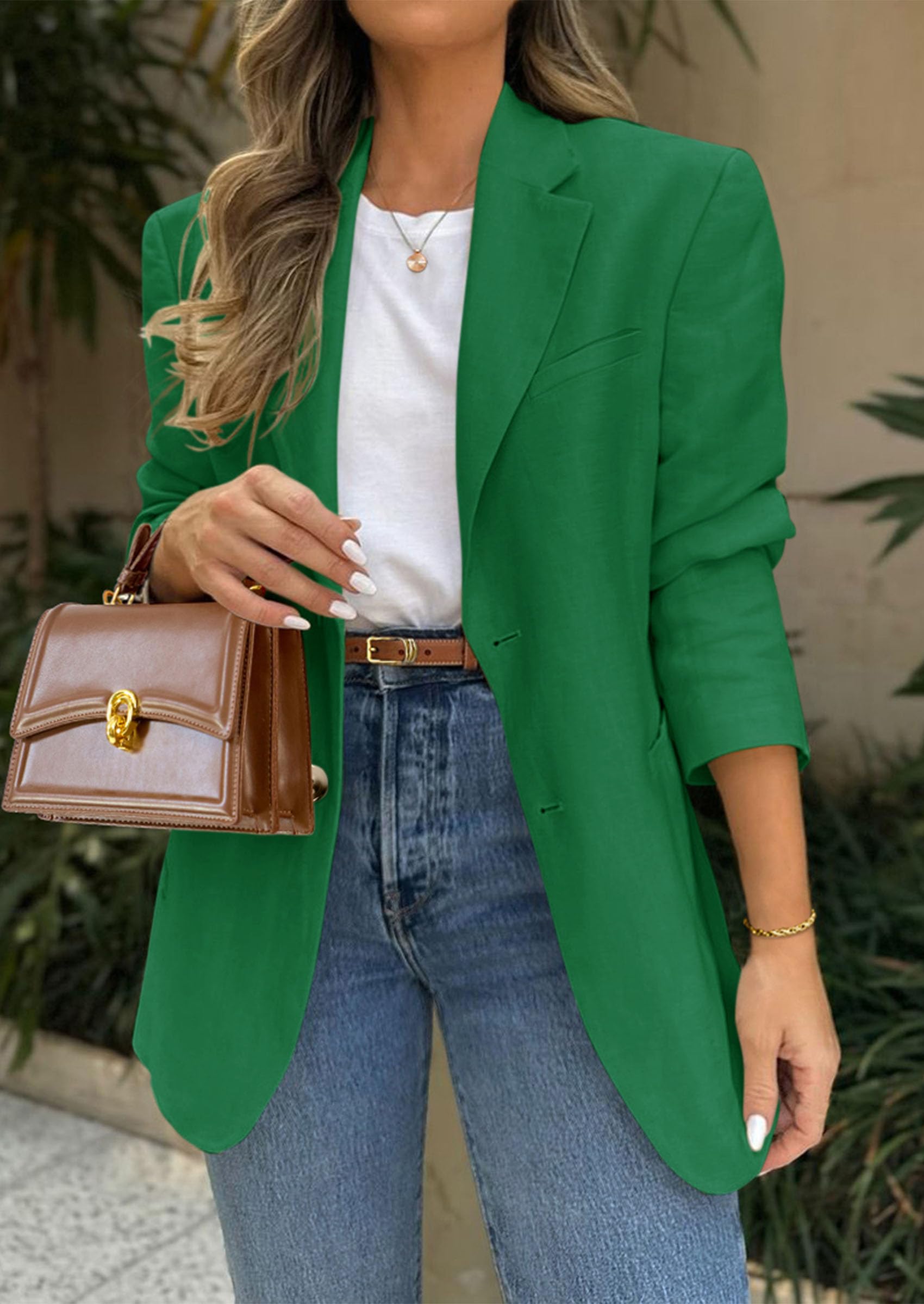 Blazers for Women Business Casual Long Sleeve Lapel Open Front Suit Jacket Work Blazer with Pockets