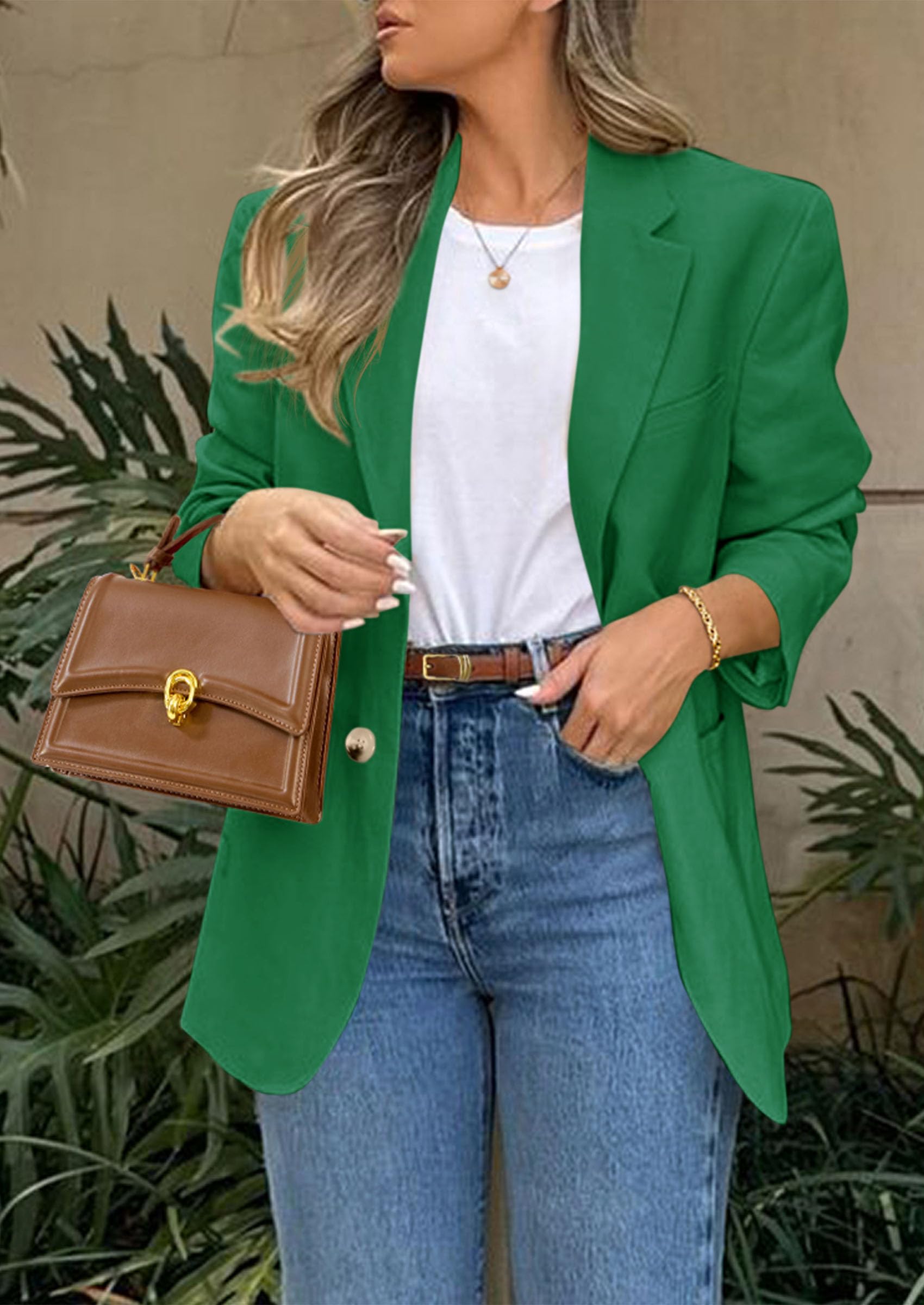 Blazers for Women Business Casual Long Sleeve Lapel Open Front Suit Jacket Work Blazer with Pockets