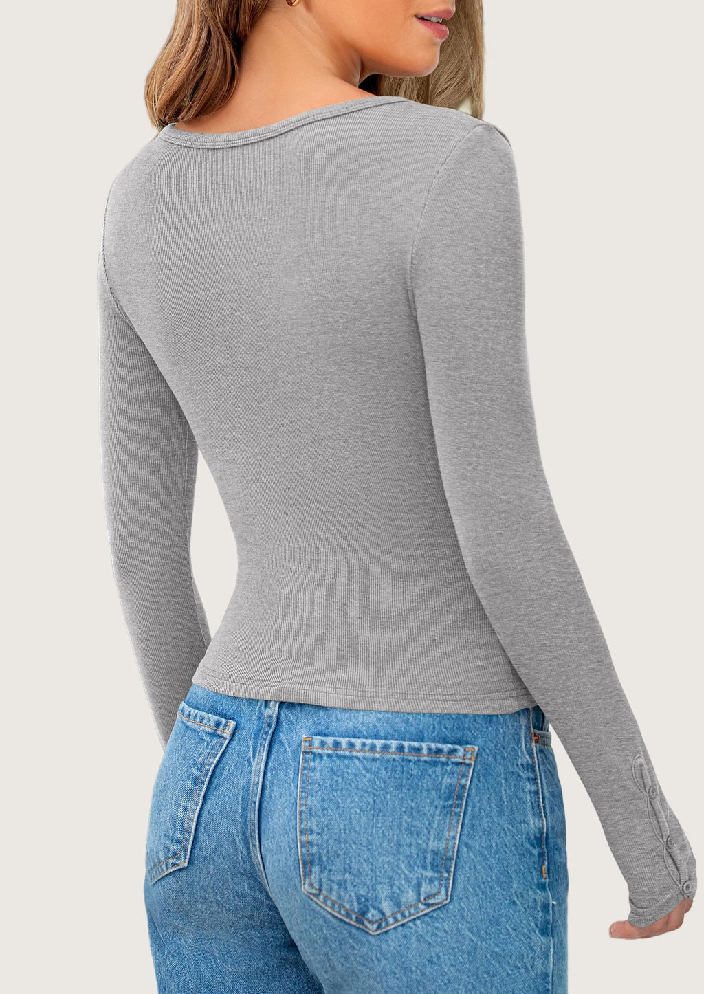 Women's Summer Long Sleeve Henley T Shirts Ribbed Knit Button Slim Fitted Basic Casual Going Out Fall Tops