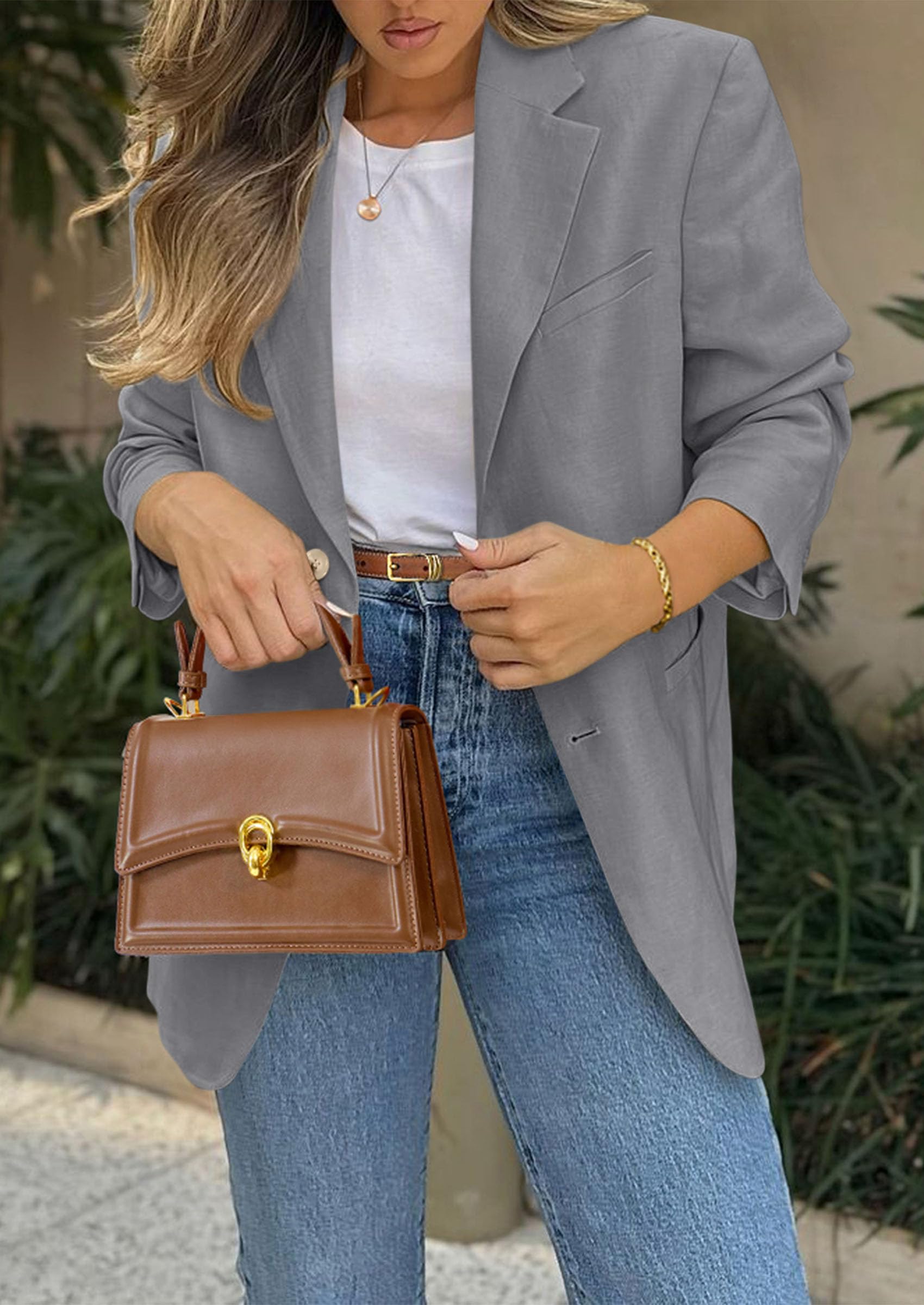 Blazers for Women Business Casual Long Sleeve Lapel Open Front Suit Jacket Work Blazer with Pockets