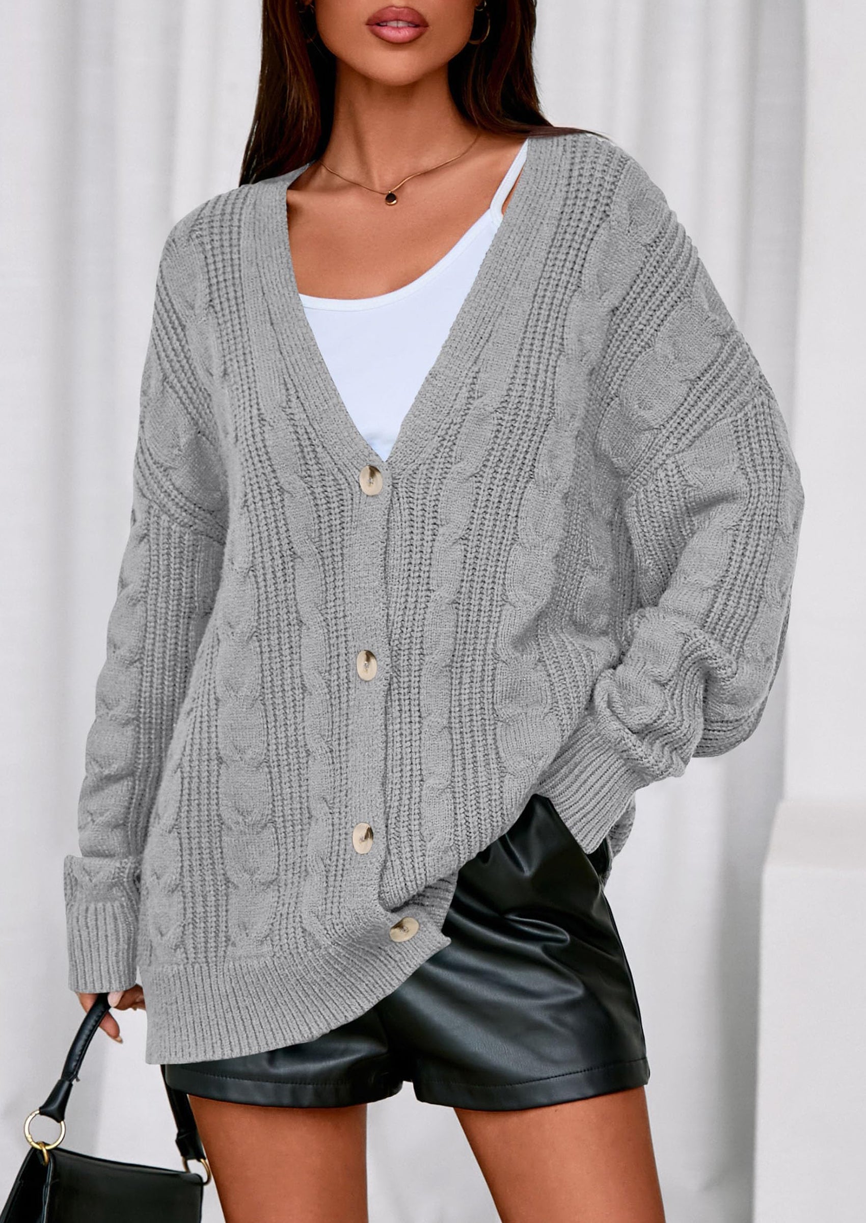 Women's Cable Knit Sweaters Fall Oversized Chunky Open Front Long Sleeve Cardigan Winter Coats