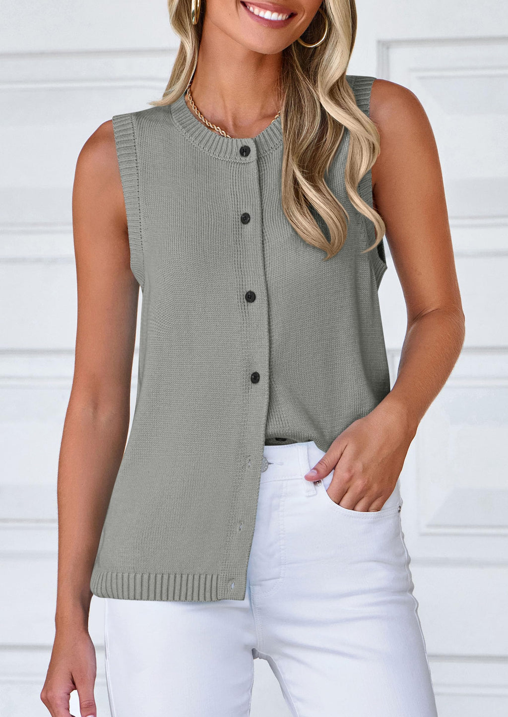 Sweater Vest Women Spring Summer Casual Lightweight Knit Sleeveless Button Down Tank Tops Trendy Clothes