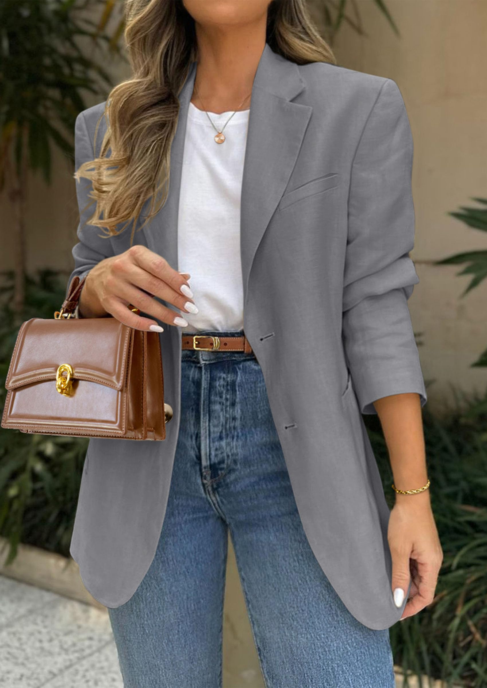 Blazers for Women Business Casual Long Sleeve Lapel Open Front Suit Jacket Work Blazer with Pockets