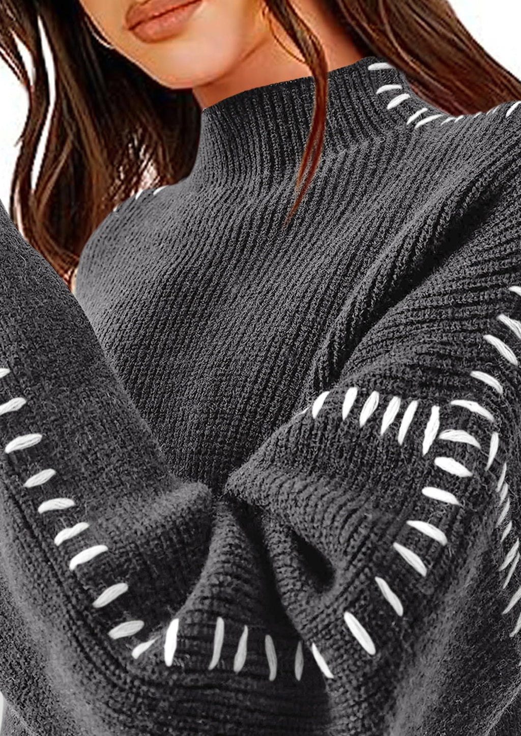 Women's Chunky Knit Sweaters Fall Long Sleeve Mock Neck Oversized Pullover Tops Winter Fashion Clothes