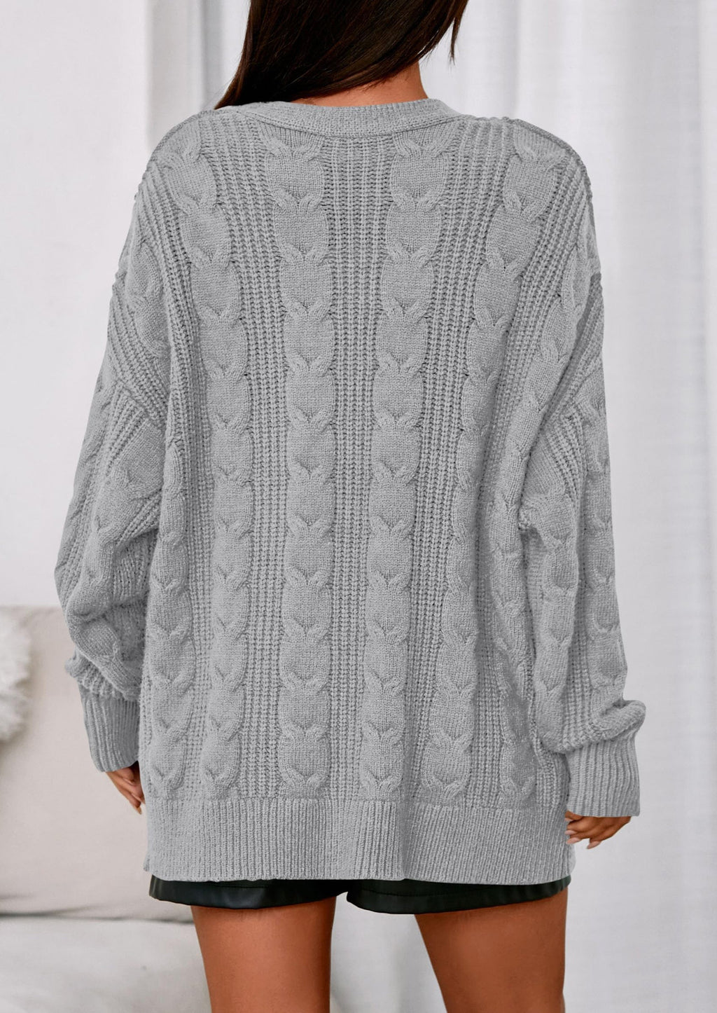 Women's Cable Knit Sweaters Fall Oversized Chunky Open Front Long Sleeve Cardigan Winter Coats