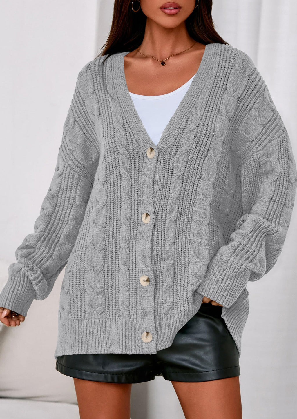 Women's Cable Knit Sweaters Fall Oversized Chunky Open Front Long Sleeve Cardigan Winter Coats