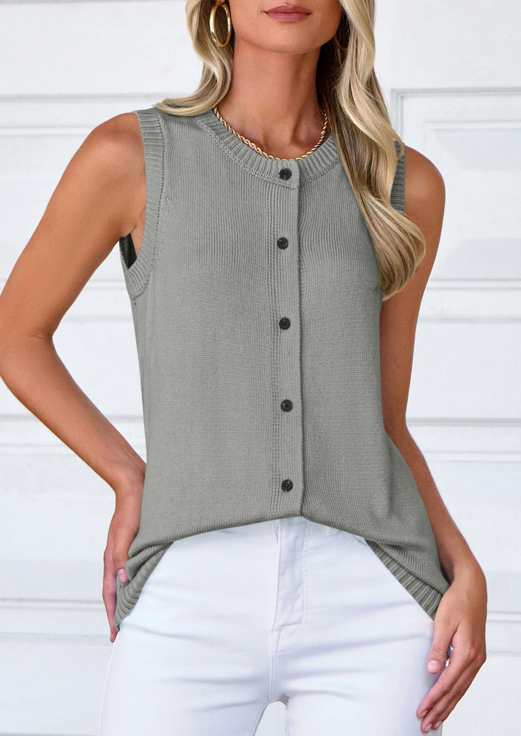 Sweater Vest Women Spring Summer Casual Lightweight Knit Sleeveless Button Down Tank Tops Trendy Clothes