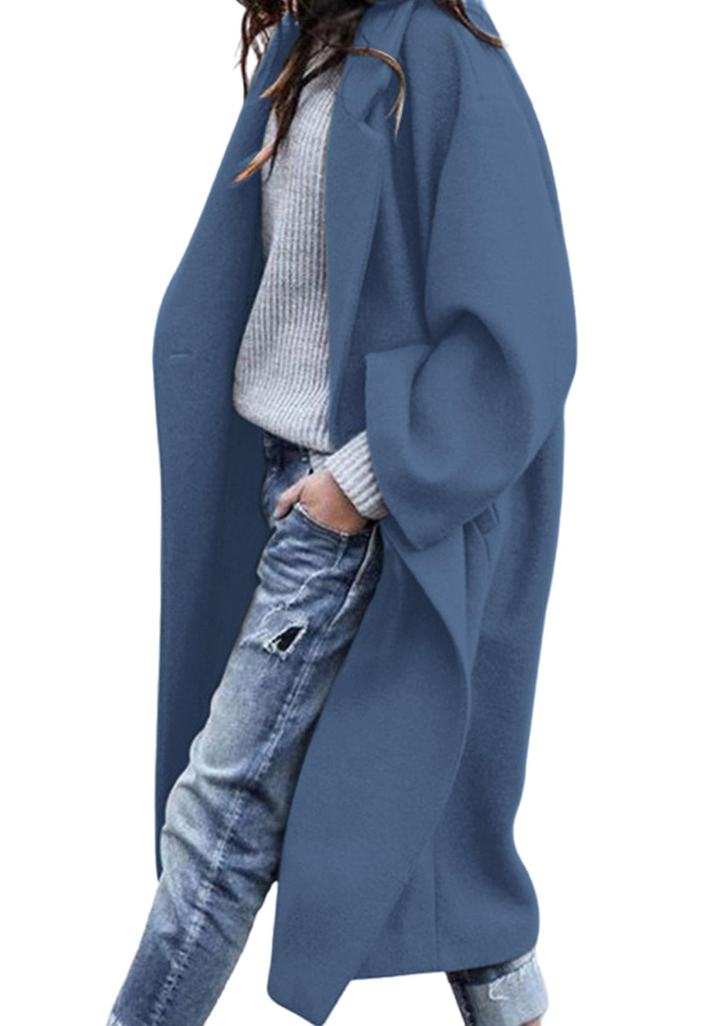 Womens Winter Coats Trendy Long Sleeve Notch Lapel Button Long Jackets Casual Oversized Vacation Outfits