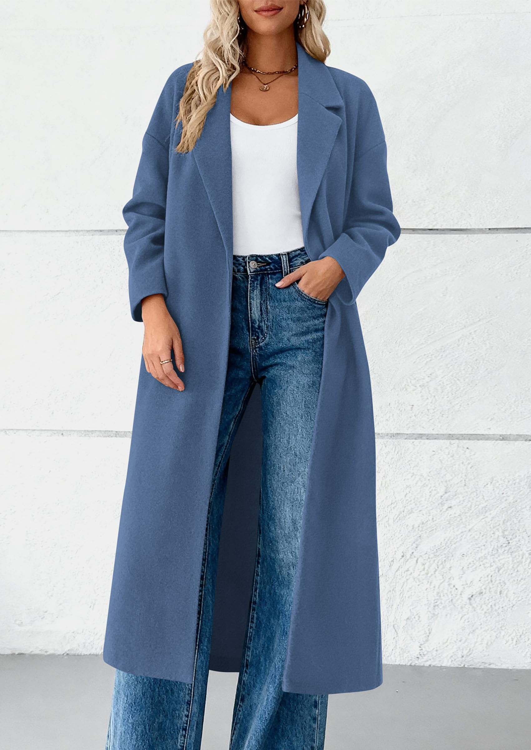 Womens Winter Coats Trendy Long Sleeve Notch Lapel Button Long Jackets Casual Oversized Vacation Outfits