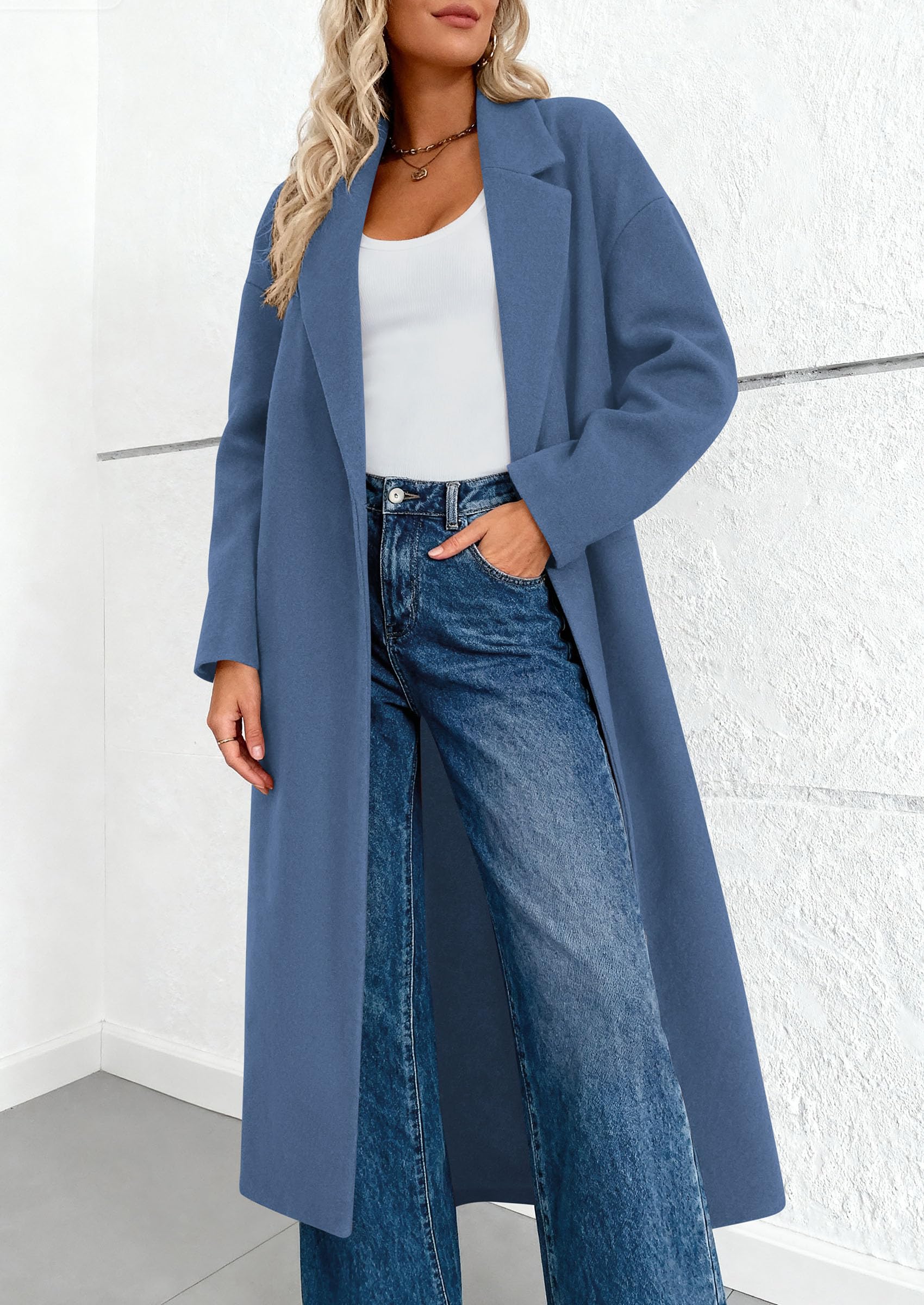 Womens Winter Coats Trendy Long Sleeve Notch Lapel Button Long Jackets Casual Oversized Vacation Outfits