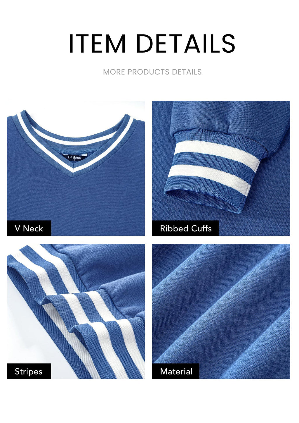 Women's Oversized Sweatshirts Casual Long Sleeve Stripes Knit V Neck Pullover Top Fall Teens Preppy Clothes