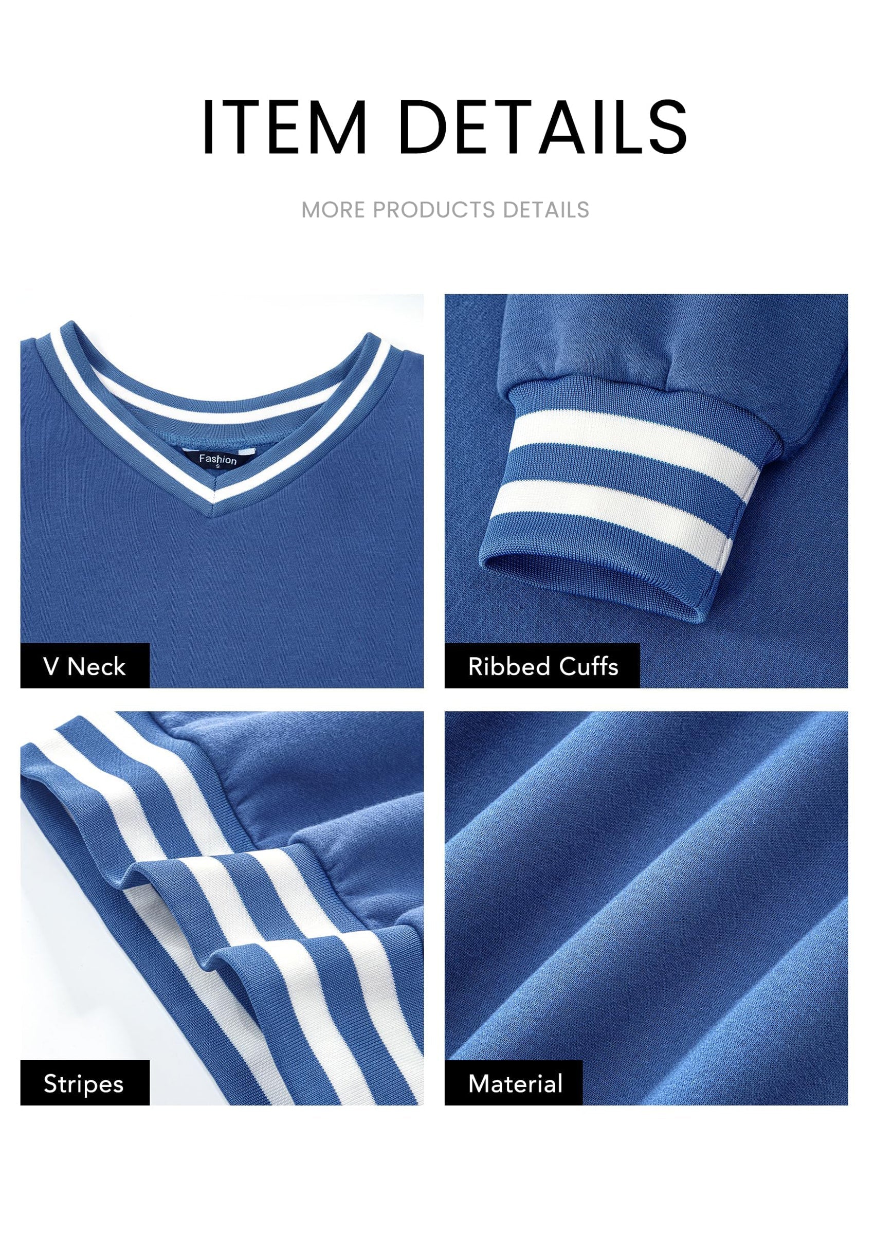 Women's Oversized Sweatshirts Casual Long Sleeve Stripes Knit V Neck Pullover Top Fall Teens Preppy Clothes