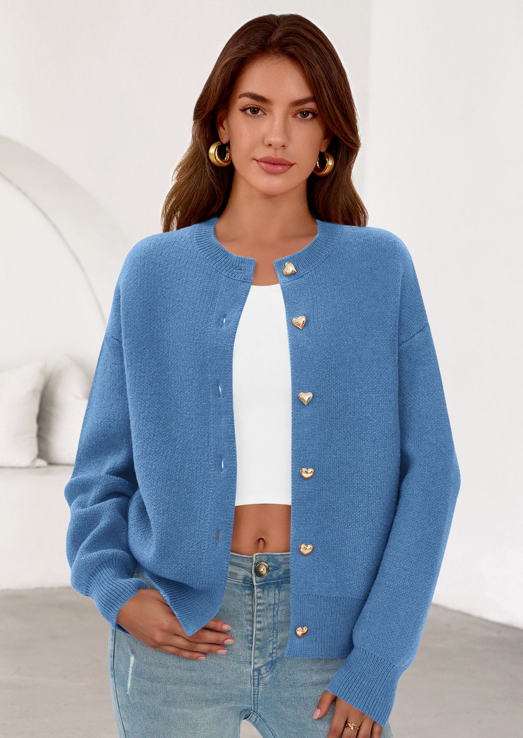 Cardigan Sweaters for Women Trendy Long Sleeve Open Front Button Down Jacket Fall Clothes Winter Coats