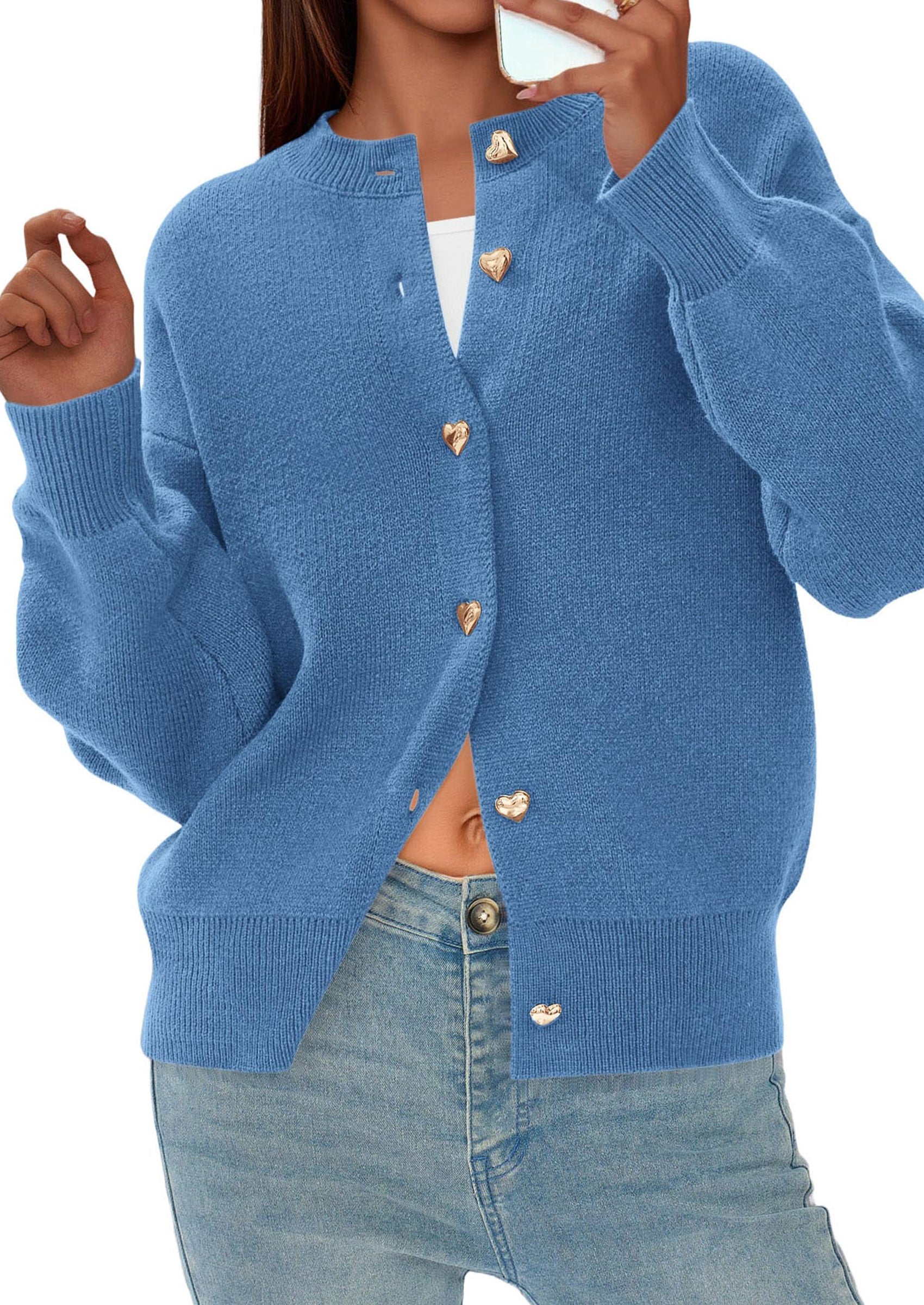 Cardigan Sweaters for Women Trendy Long Sleeve Open Front Button Down Jacket Fall Clothes Winter Coats