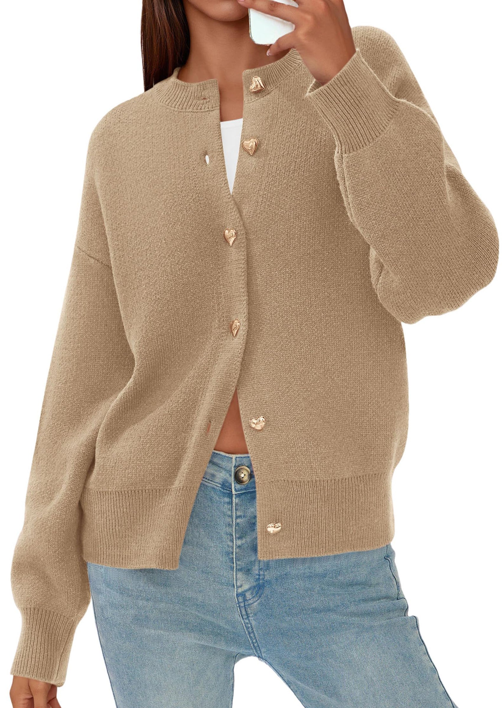 Cardigan Sweaters for Women Trendy Long Sleeve Open Front Button Down Jacket Fall Clothes Winter Coats