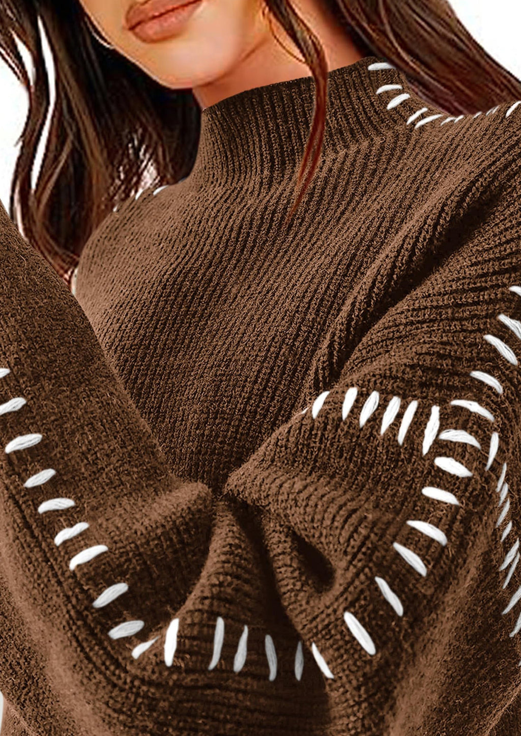 Women's Chunky Knit Sweaters Fall Long Sleeve Mock Neck Oversized Pullover Tops Winter Fashion Clothes