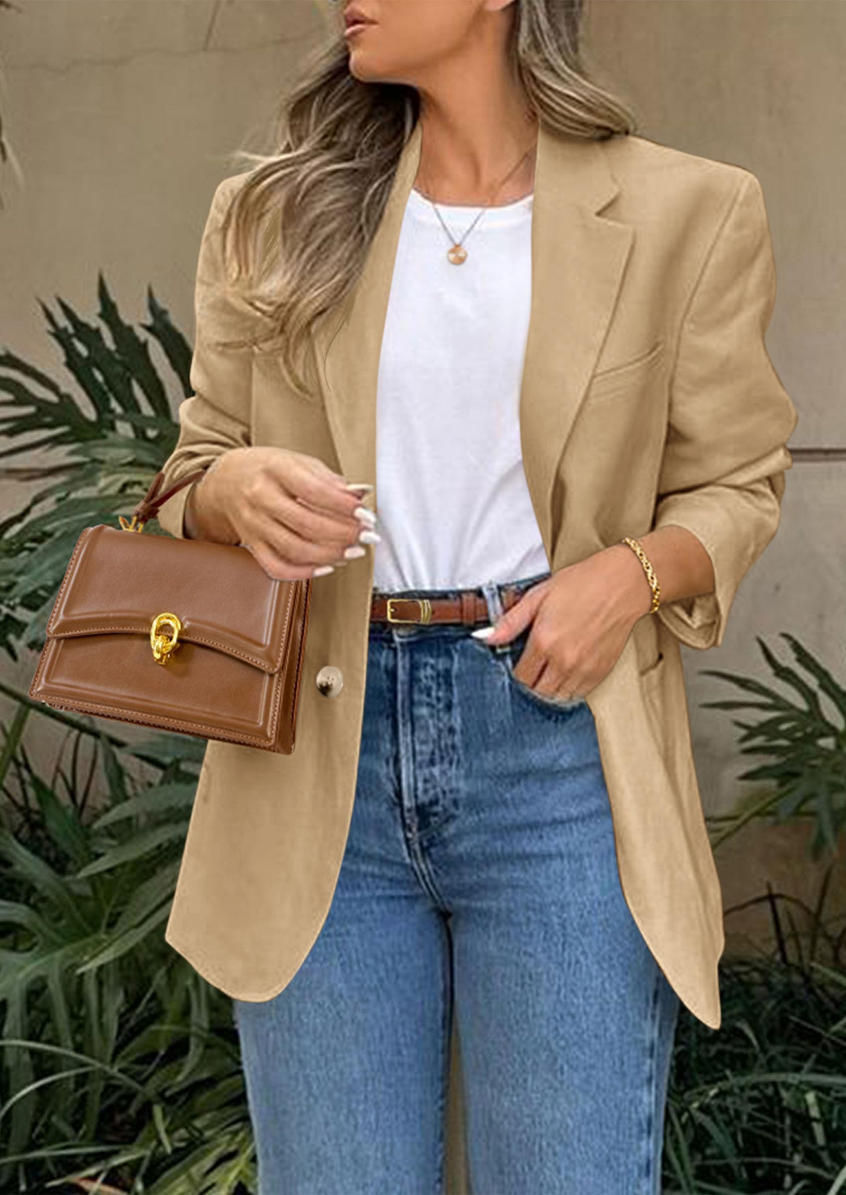 Blazers for Women Business Casual Long Sleeve Lapel Open Front Suit Jacket Work Blazer with Pockets