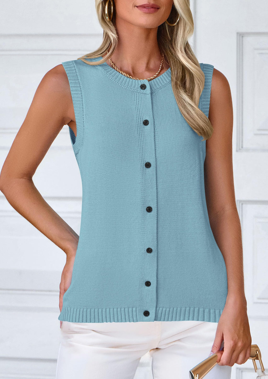 Sweater Vest Women Spring Summer Casual Lightweight Knit Sleeveless Button Down Tank Tops Trendy Clothes