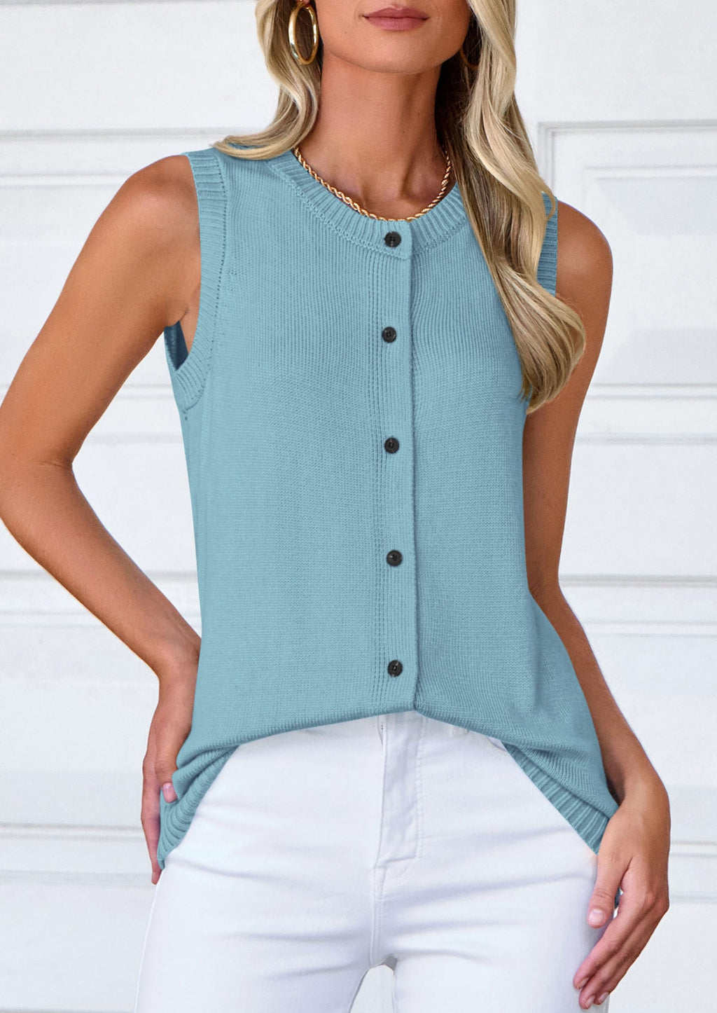Sweater Vest Women Spring Summer Casual Lightweight Knit Sleeveless Button Down Tank Tops Trendy Clothes