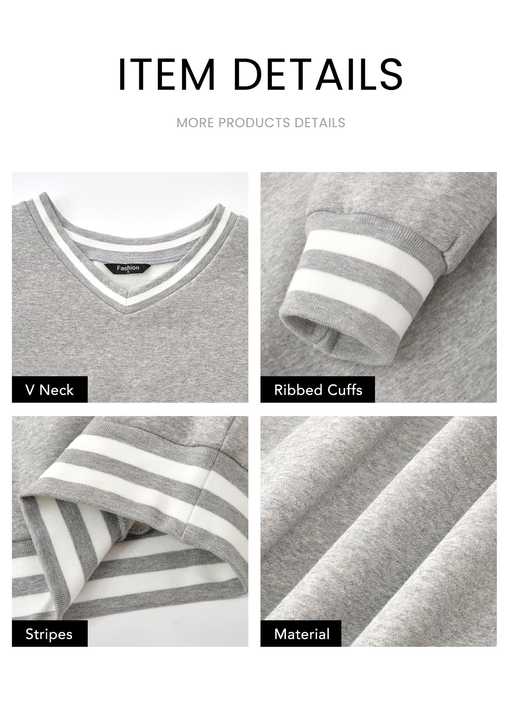 Women's Oversized Sweatshirts Casual Long Sleeve Stripes Knit V Neck Pullover Top Fall Teens Preppy Clothes