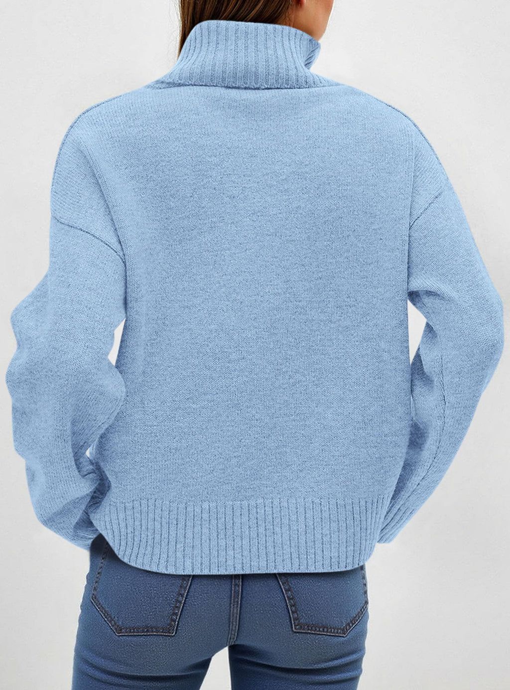 Womens Turtleneck Long Sleeve Sweater Fall Trendy Loose Fit Casual Tops Chunky Knit Pullover Sweaters