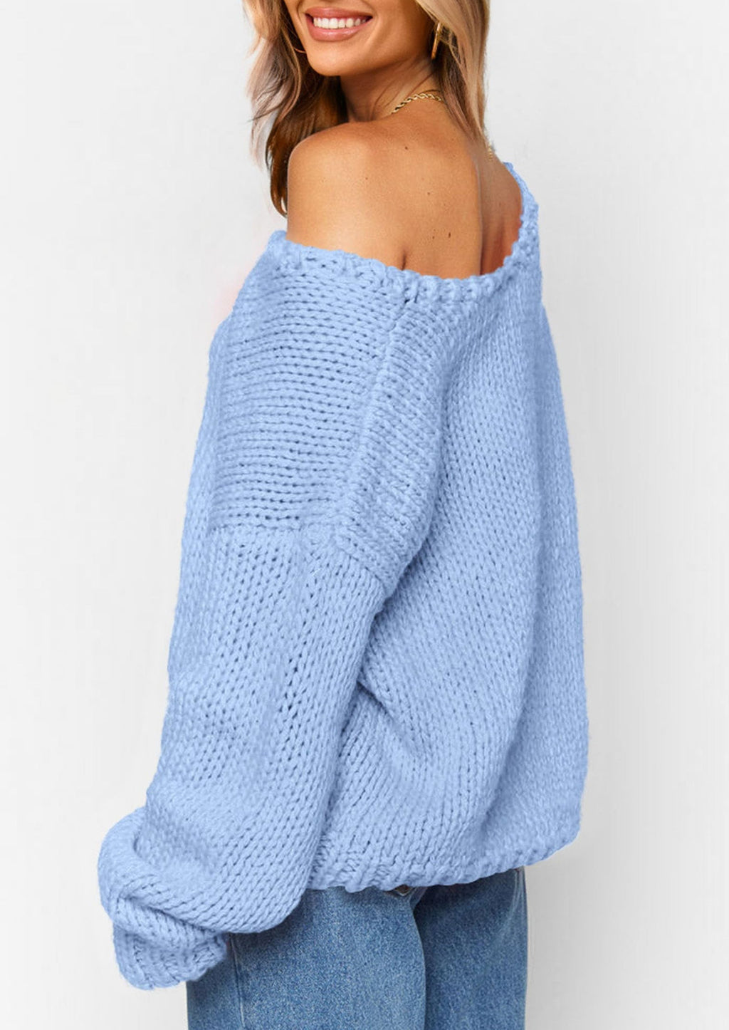 Women's Fall Oversized Sweaters Long Sleeve V Neck Dressy Casual Chunky Knit Loose Pullover Tops Winter Clothing