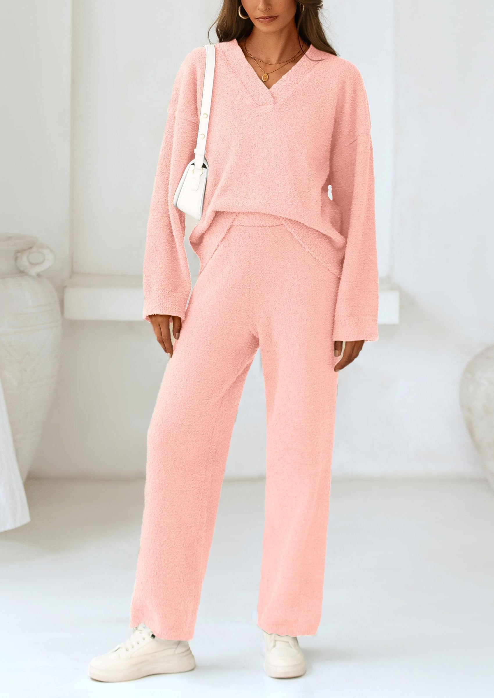 Lounge Sets for Women Two Piece Sweaters Pajama Set Fall Fashion Loungewear Outfits Matching Winter Clothes