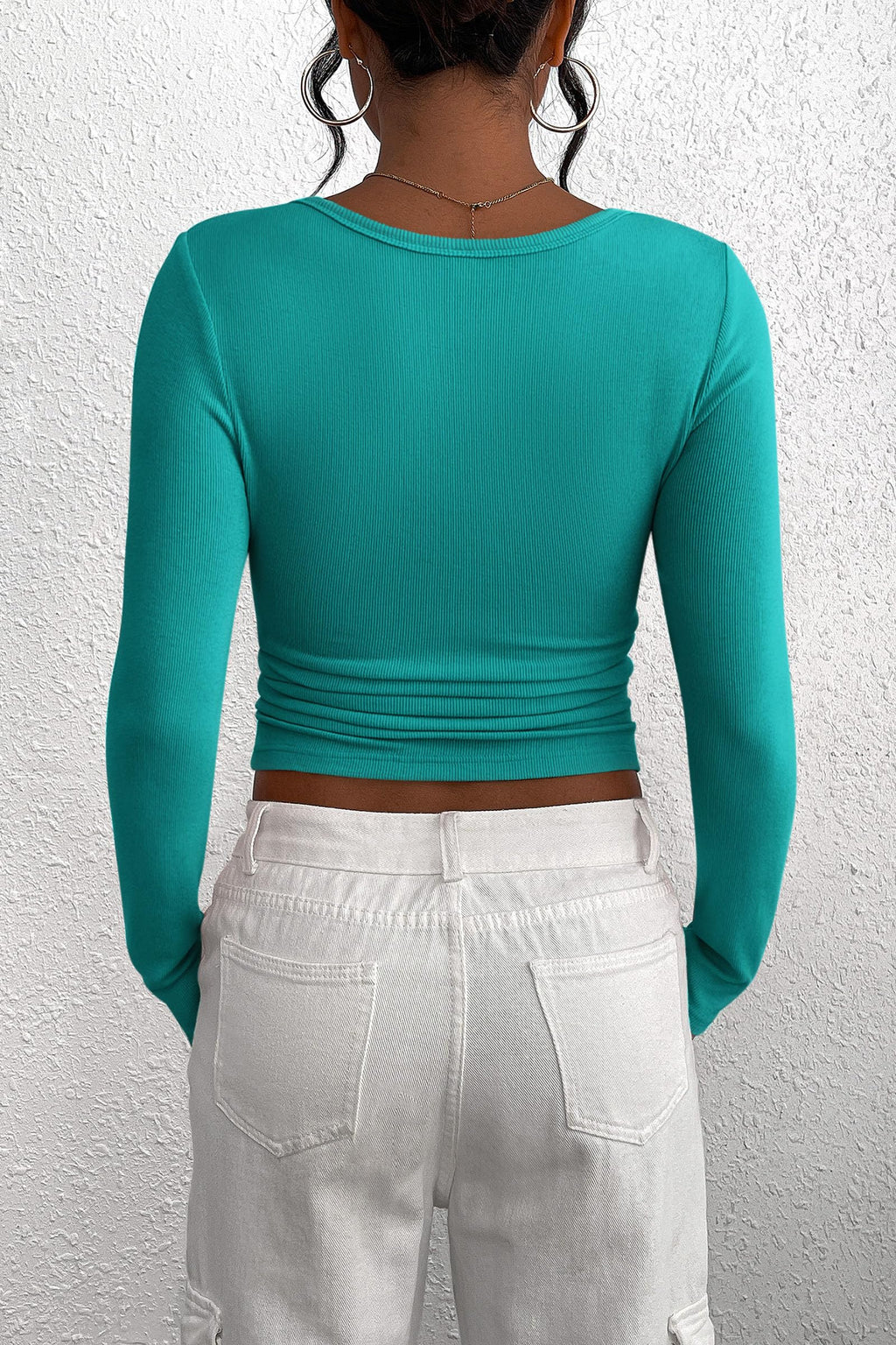 Women's Spring Fall Long Sleeve Henley T Shirts Button Ribbed Knit Slim Fit Casual Basic Tops Blouse