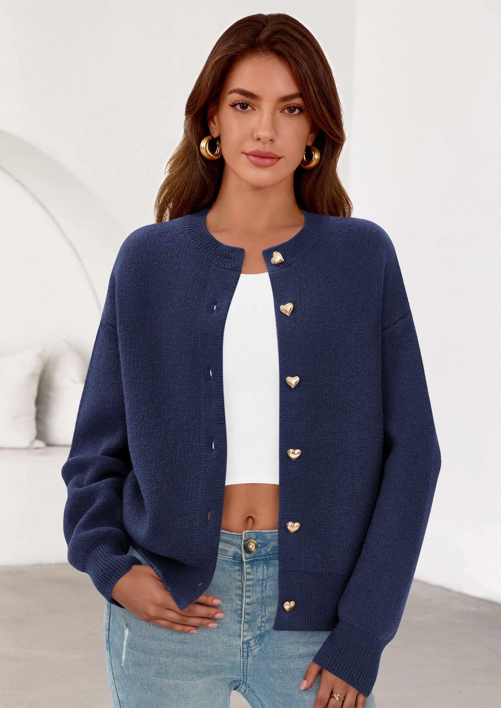 Cardigan Sweaters for Women Trendy Long Sleeve Open Front Button Down Jacket Fall Clothes Winter Coats