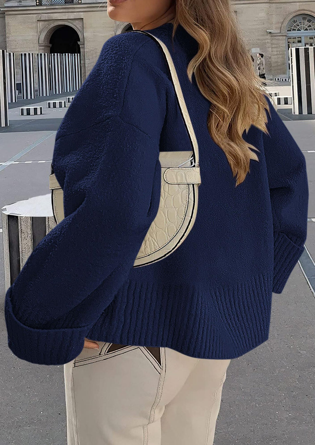 Women's Fall Oversized Sweaters Casual Crewneck Pullover Long Sleeve Fuzzy Chunky Knit Tops Blouse