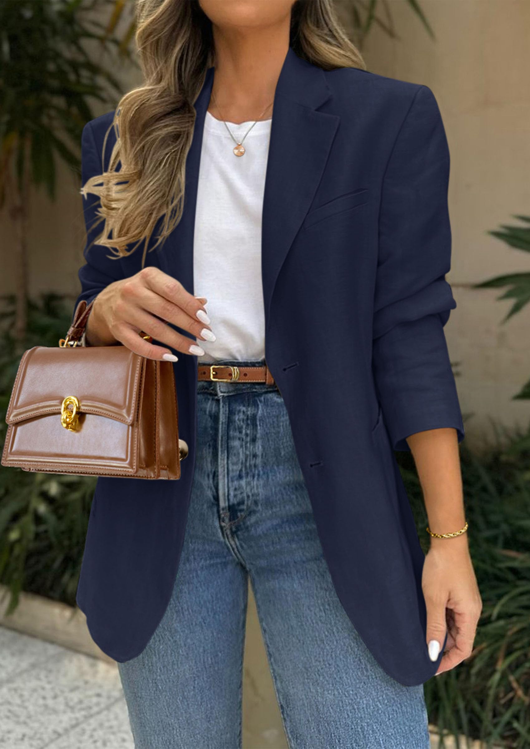 Blazers for Women Business Casual Long Sleeve Lapel Open Front Suit Jacket Work Blazer with Pockets