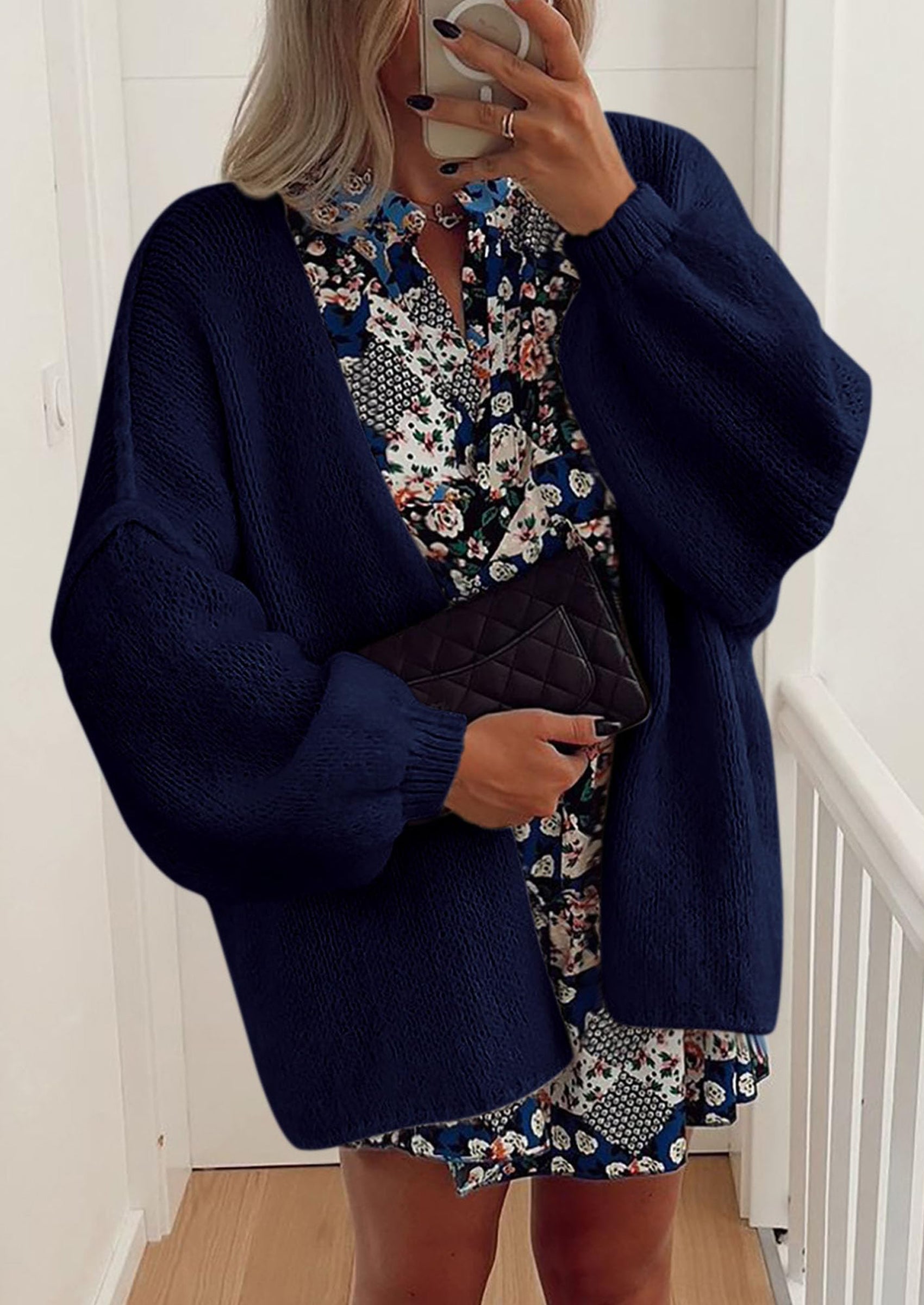 Womens Oversized Cardigan Sweaters Fall Long Lantern Sleeve Knit Open Front Lightweight Sweater