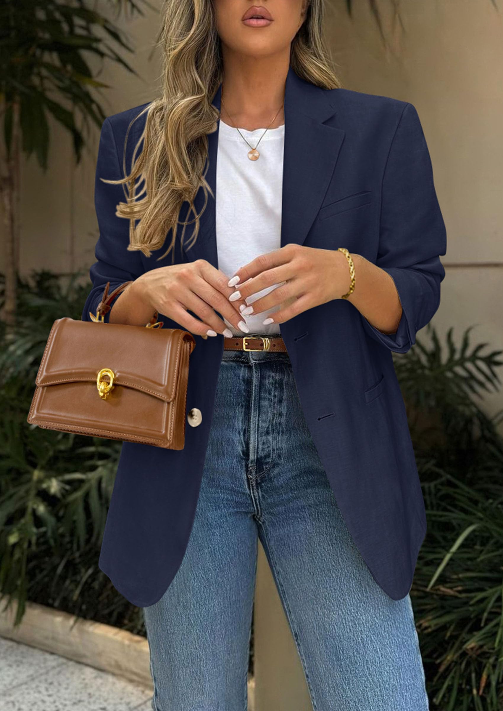 Blazers for Women Business Casual Long Sleeve Lapel Open Front Suit Jacket Work Blazer with Pockets