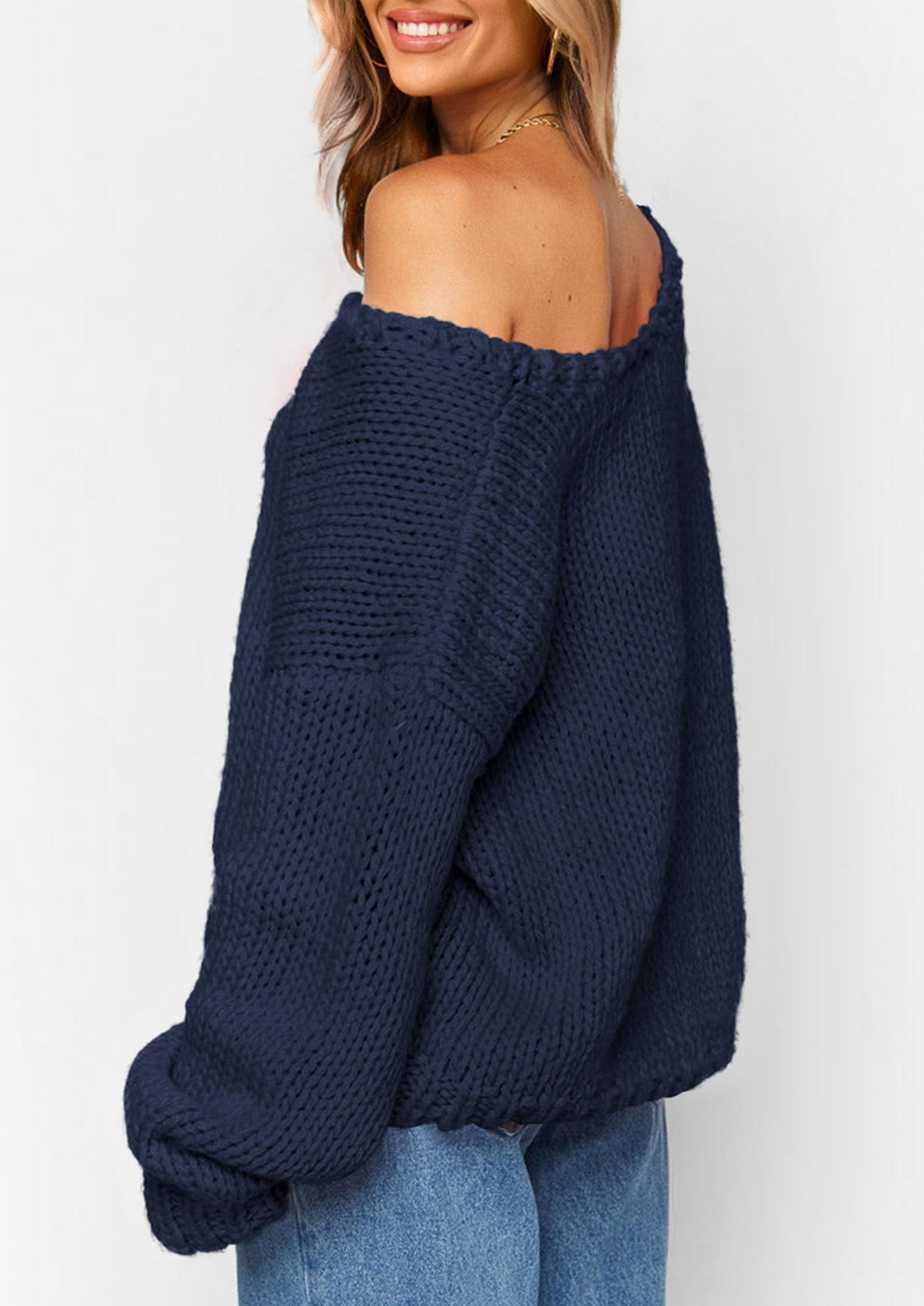 Women's Fall Oversized Sweaters Long Sleeve V Neck Dressy Casual Chunky Knit Loose Pullover Tops Winter Clothing