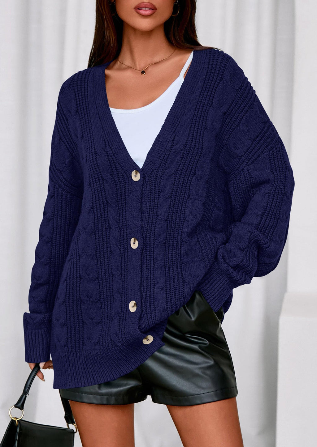 Women's Cable Knit Sweaters Fall Oversized Chunky Open Front Long Sleeve Cardigan Winter Coats