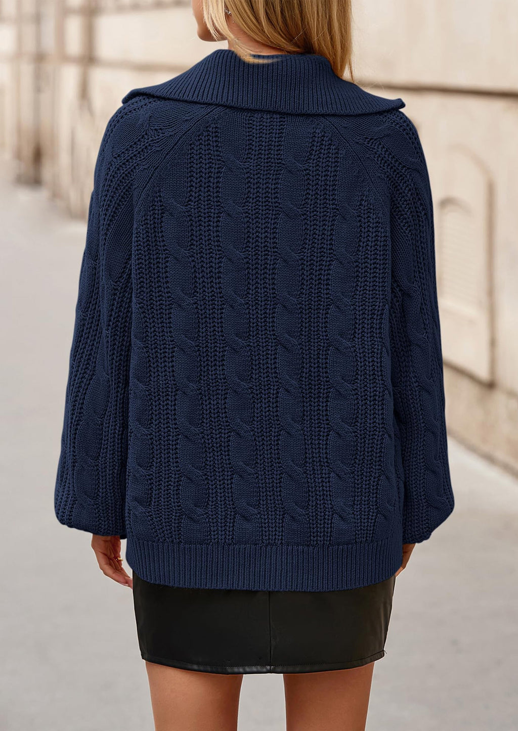 Sweaters for Women Fall Fashion Loose Quarter Zip Pullover Collared Long Sleeve Cable Knit Winter Clothes